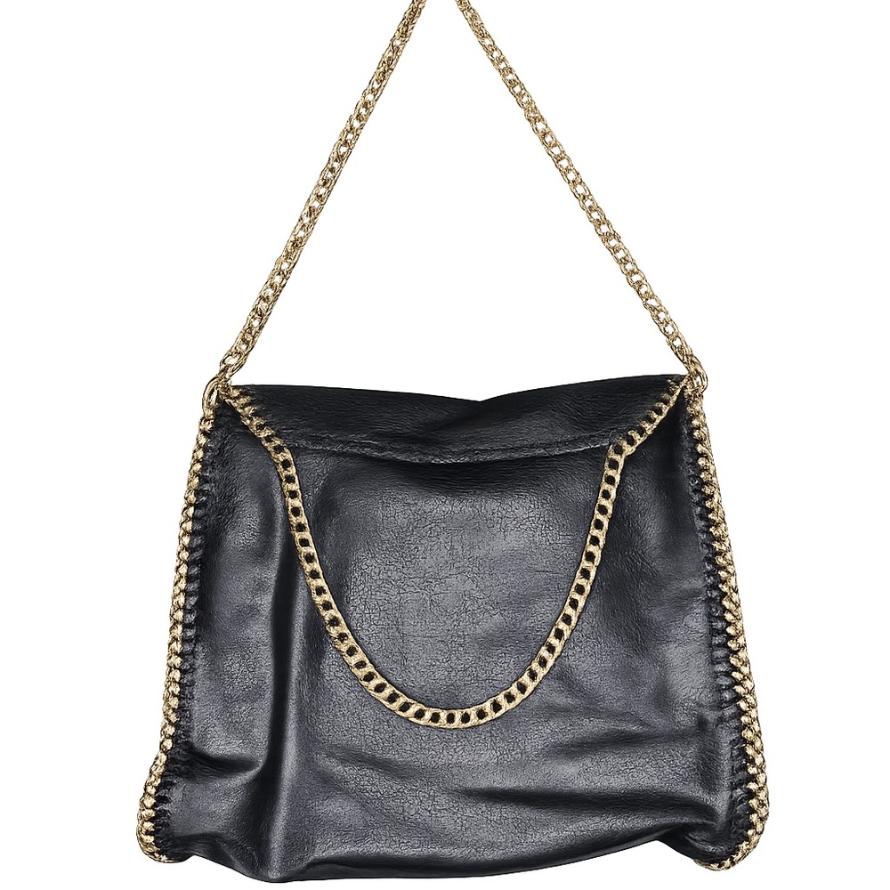 Elegant Black Chain-Trimmed Women's Bag
